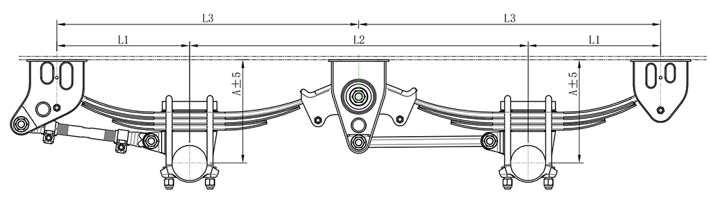 66 series American type Leaf Spring Suspension 2-Axle Trailer Suspension for sale